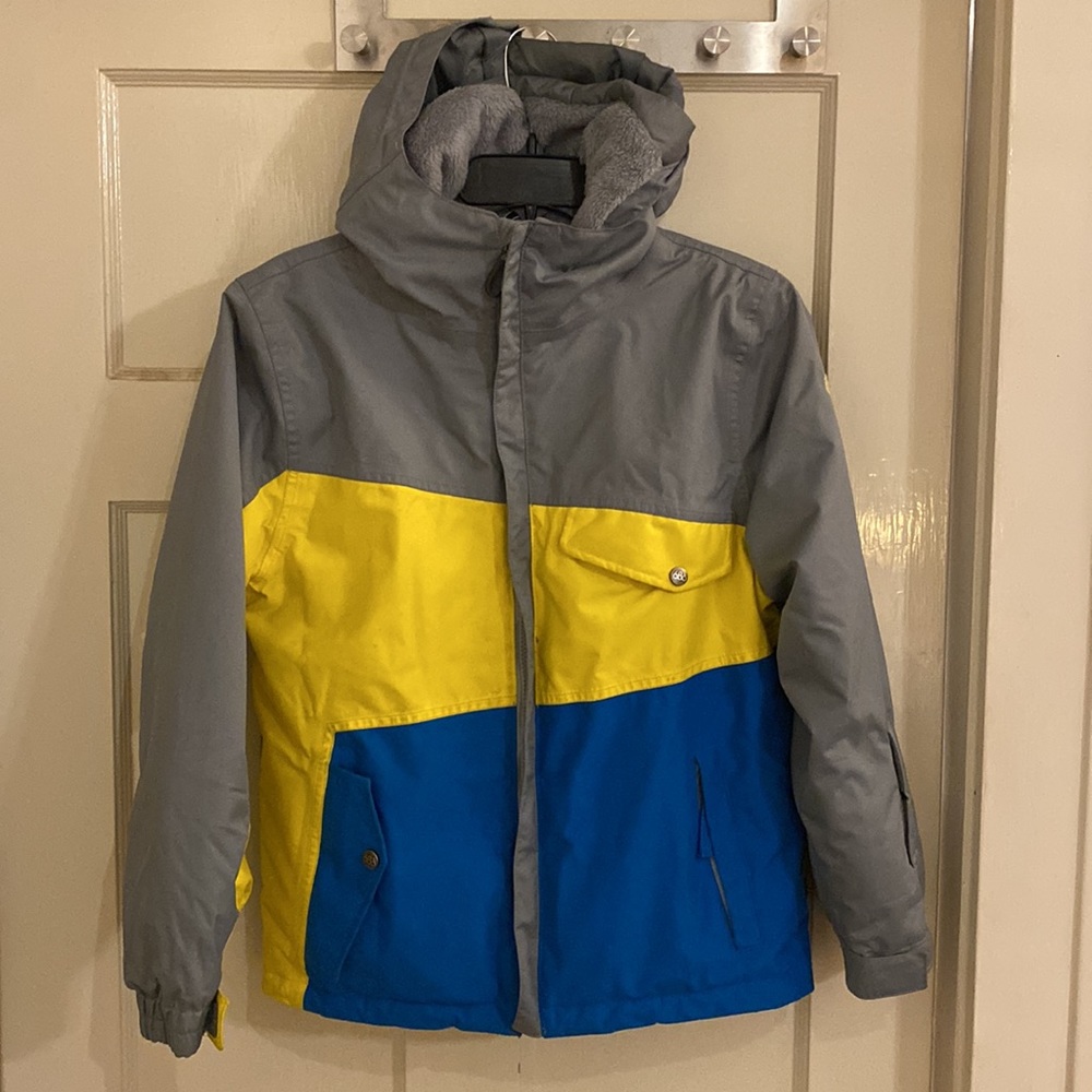 686 Kids Jacket - Gray, Yellow, and Blue